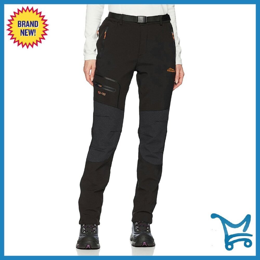 Women's Waterproof Fleece-Lined Cargo Pants for Hiking Skiing Snow